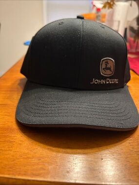 John Deere Black Cap with Brown Logo Patch